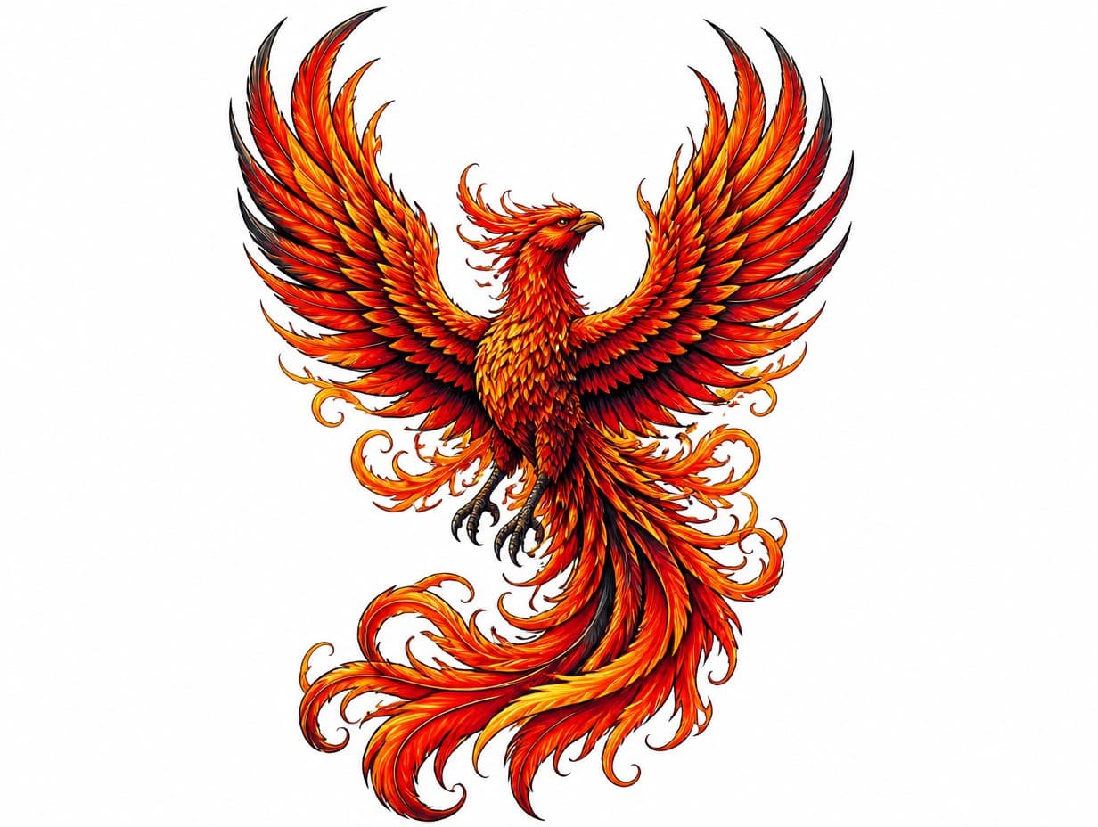 AI-generated phoenix tattoo design sample