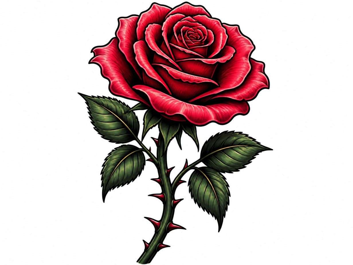 AI-generated rose tattoo design sample