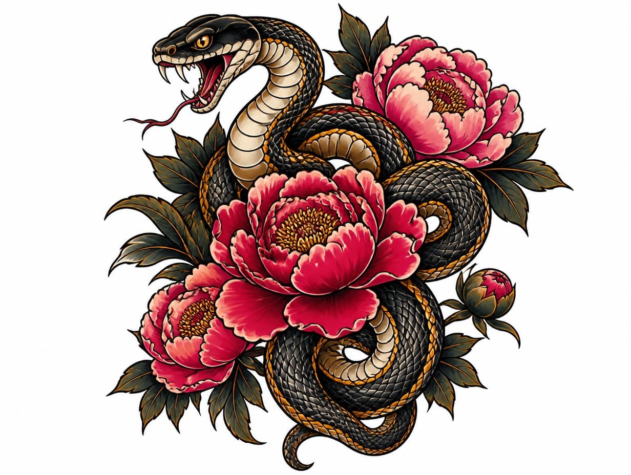 AI-generated snake tattoo design sample