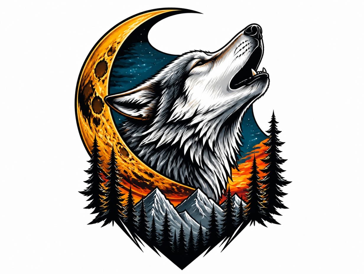 AI-generated wolf tattoo design sample